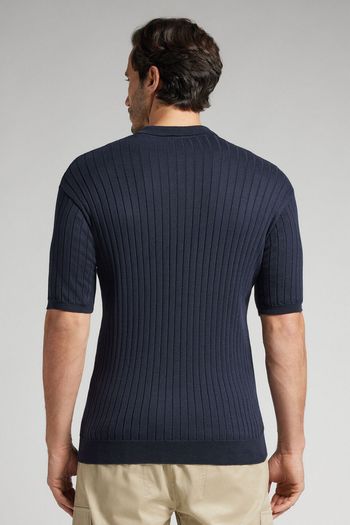 Camiseta Polo Em Algodão Canelado - Azul P / Azul