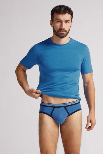 Cueca Slip Washed Collection Em Algodão - Azul P / Azul