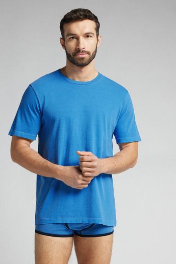 Camiseta Washed Collection Em Algodão - Azul P / Azul