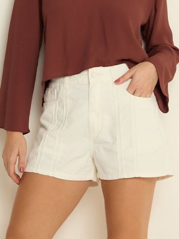 Short de Sarja com Nervura 34 / Off White