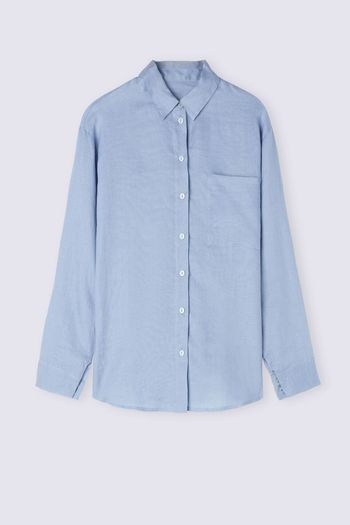 Camisa Em Linho - Azul P / Azul