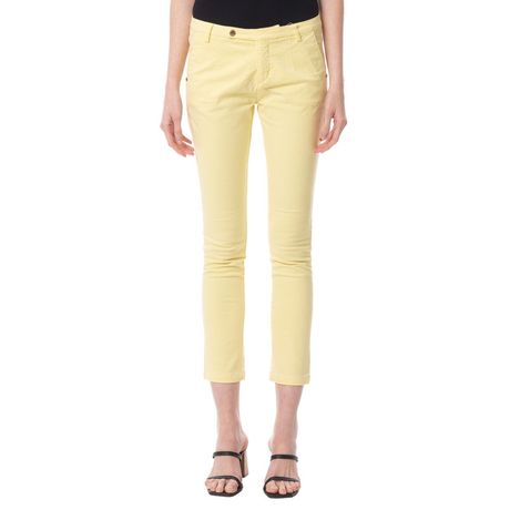 Calça Skinny Algodão Amarelo Claro