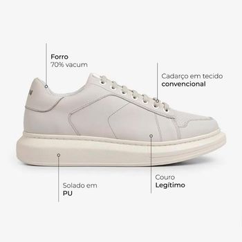 Tênis Couro Casual Ferracini Masculino Impulse 7613-570C 39 / BRANCO