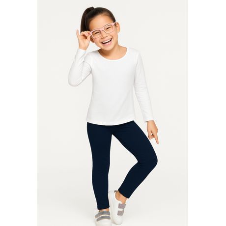 Calça Infantil Menina Legging Básica Elian Lisa Azul Marinho