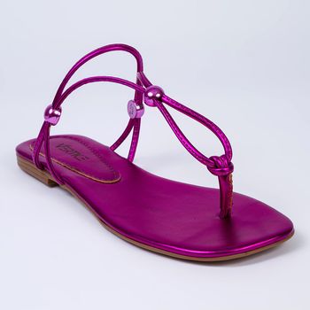 Rasteira Feminina Metalizada Regulável - Pink 34 / Pink