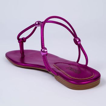Rasteira Feminina Metalizada Regulável - Pink 34 / Pink