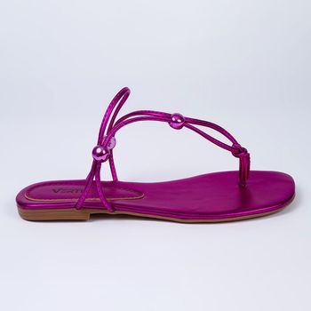 Rasteira Feminina Metalizada Regulável - Pink 34 / Pink