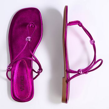 Rasteira Feminina Metalizada Regulável - Pink 34 / Pink