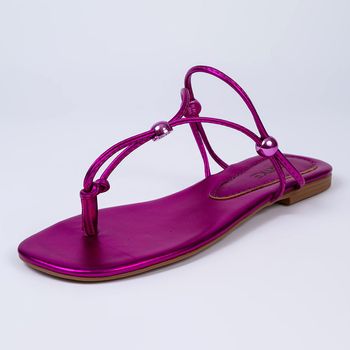 Rasteira Feminina Metalizada Regulável - Pink 34 / Pink