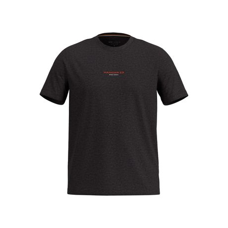 Camiseta Estampada Reta Malha Mesclada Manga Curta Cinza Escuro Mesclado HANGAR 33