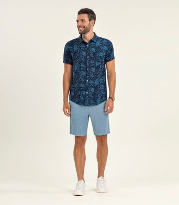 Bermuda Masculina em Linho Strong Diametro Azul 42 / Azul