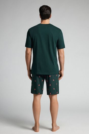 Pijama Curto Com Estampa De Scooter Em Algodão - Verde P / Verde