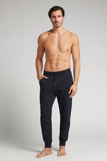 Calça Com Punho Em Algodão - Preto P / Preto