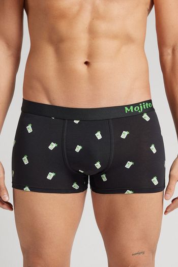 Cueca Boxer Com Estampa De Mojito Em Algodão Supima - Preto P / Preto