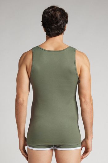 Regata Canelada Em Algodão Supima - Verde P / Verde