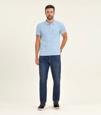 Polo Masculina Com Bolso Cotton Leve Diametro Azul P / Azul