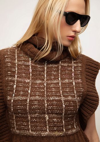 Blusa Iódice Ajustada Gola Alta Sem Alça Cropped Marrom M / marrom
