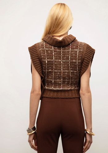 Blusa Iódice Ajustada Gola Alta Sem Alça Cropped Marrom M / marrom