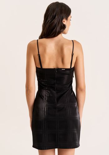 Vestido Zinco Ajustado Decote Reto Sem Manga Midi Preto PP / Preto