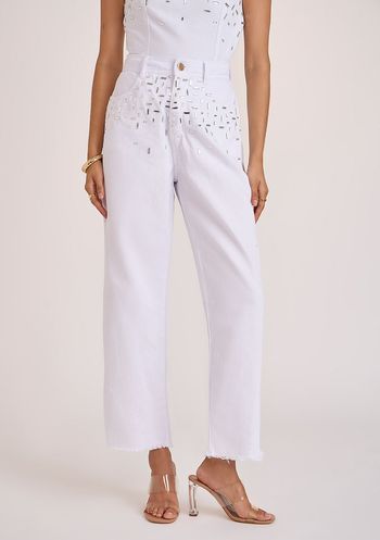 Calça Zinco Reta Alta Branco 34 / Branco