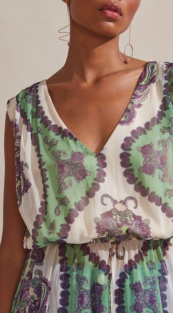 Blusa Maria.Valentina Decote V Cavada Com Fendas Verde P / Verde
