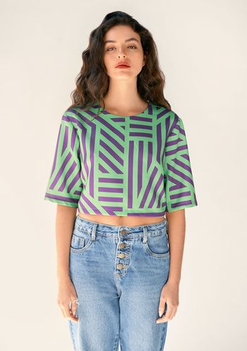 Blusa Zinco Decote Redondo Manga Curta Abertura Costas Roxo PP / Roxo