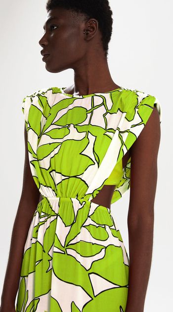 Vestido Iódice Longo Decote Redondo Abertura Lateral Verde P / verde