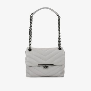 Bolsa De Ombro Cinza Alasca Couro Único