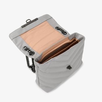 Bolsa De Ombro Cinza Alasca Couro Único