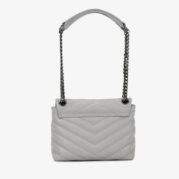 Bolsa De Ombro Cinza Alasca Couro Único