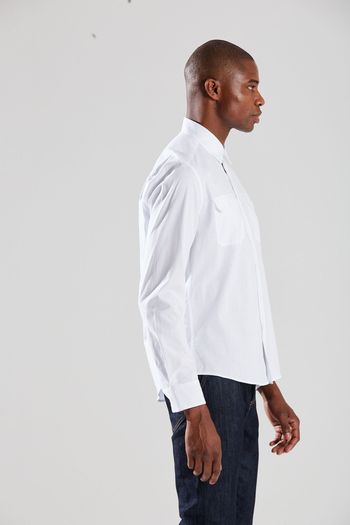 Camisa Manga Longa Com Bolso Branco P / Branco