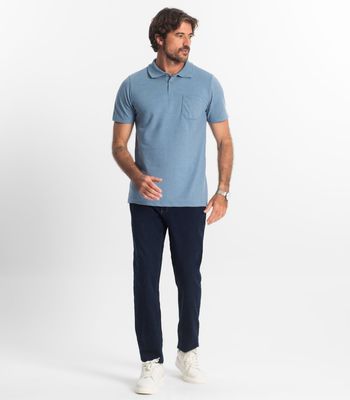 Polo Masculina Pique Diametro Azul M / Azul