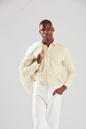 Camisa Manga Longa Com Pala Amarelo P / Amarelo