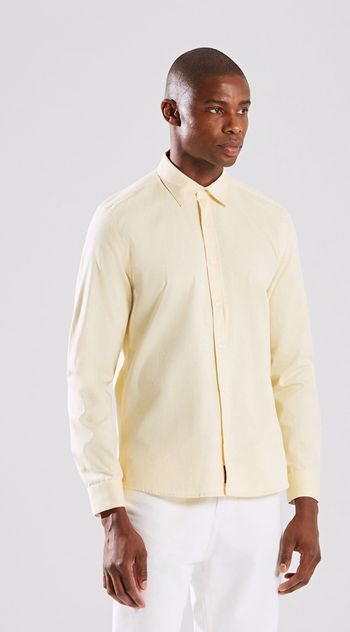 Camisa Manga Longa Com Pala Amarelo P / Amarelo