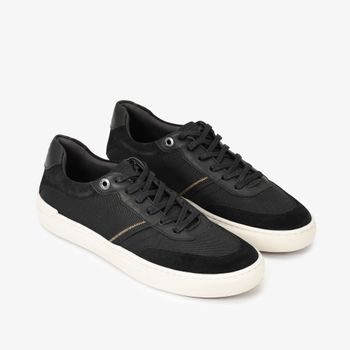 Tênis Masculino Casual Preto Tecido Couro 37