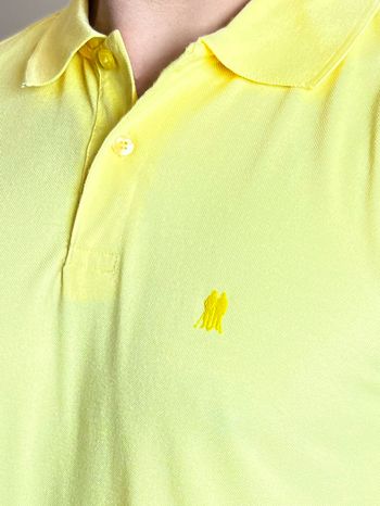 Polo Masculina Piquet Básica Com Botões Polo Wear Amarelo Claro P / Amarelo Claro