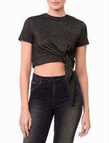 Blusa Feminina Shine Pala Amarração - Preto PP