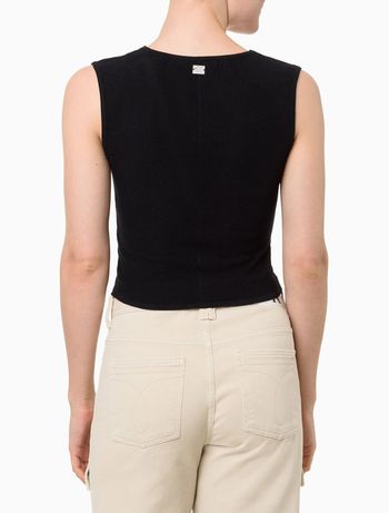Top Feminino Tricot Decote v Canelado Calvin Klein Jeans - Preto PP