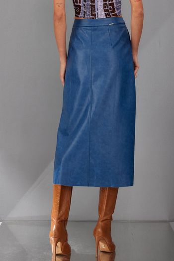 Saia Midi Pu Stone Smk Azul Médio PP / Azul Médio