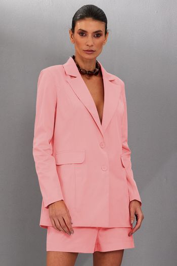 Blazer Feminino em Alfaiataria Smk Rosa Claro 34 / Rosa Claro