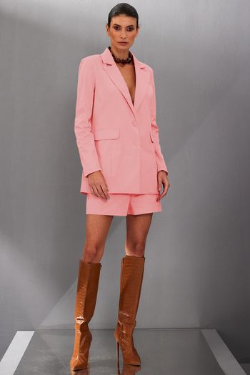 Blazer Feminino em Alfaiataria Smk Rosa Claro 34 / Rosa Claro
