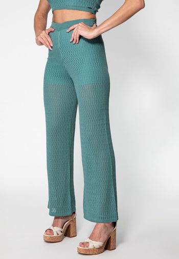 Calça Tricot Wide Leg Vazada Guess Verde P / Verde