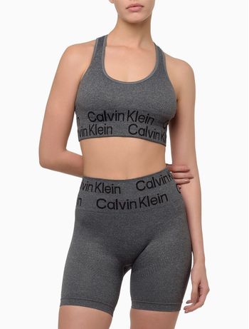Short Feminino Tonal Logo Seamless Calvin Klein Sport - Grafite P