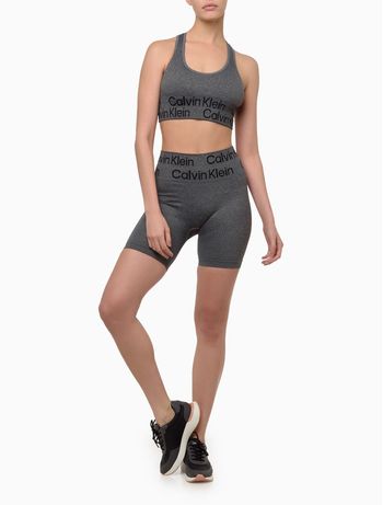 Short Feminino Tonal Logo Seamless Calvin Klein Sport - Grafite P