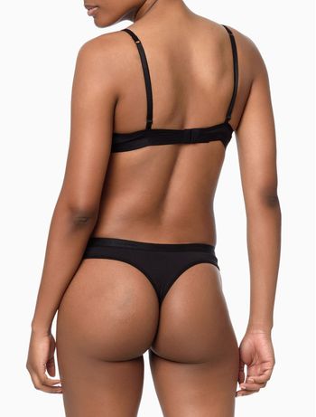 Calcinha Fio Dental Microfibra Soft Touch Calvin Klein Underwear - Preto M / Preto