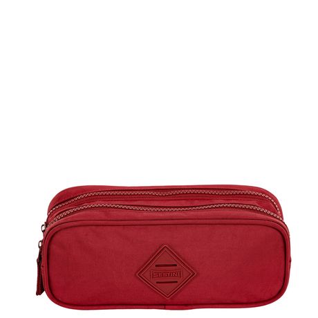 Estojo 2 Compartimentos Em Nylon Crinkle Vinho Sestini