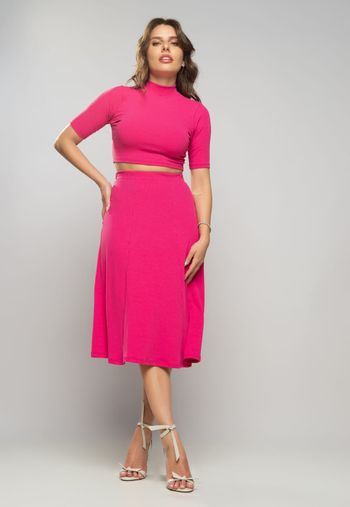 Cropped  Gola Alta Comfy Malha Canelada Pink Salvatore Fashion G / Rosa