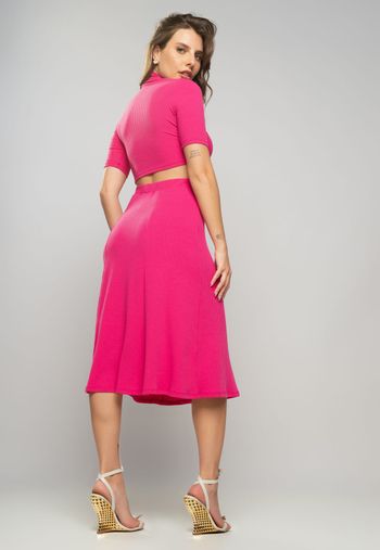 Cropped  Gola Alta Comfy Malha Canelada Pink Salvatore Fashion G / Rosa