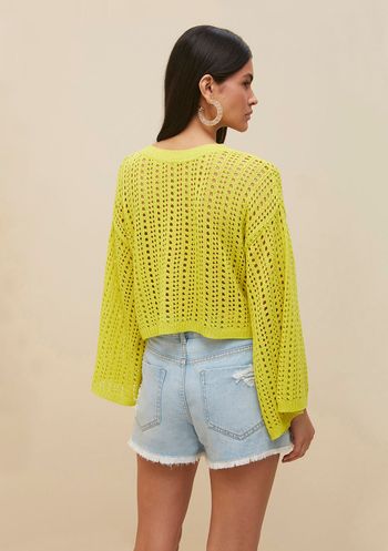 Blusa Morena Rosa Decote Redondo Manga Ampla Tricôt Verde Claro M / Verde Claro