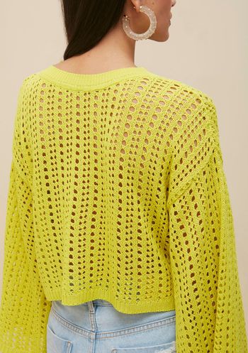 Blusa Morena Rosa Decote Redondo Manga Ampla Tricôt Verde Claro M / Verde Claro